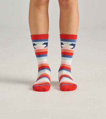 Cute Stripe Bears Women's Crew Socks