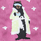View I don't do Mornings Women's Crew Socks - Penguin wearing sunglasses and a white scarf on a pink background with white stars