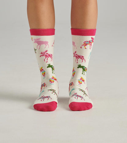 Patterned Moose Women's Crew Socks