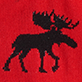 View Moose on Red Women's Crew Socks - Black silhouette of a moose on a red background