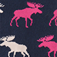 View Raspberry Moose Women's Crew Socks - Pattern of pink and gray moose silhouettes on a dark background