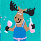 View Women's Moose Be 5 O'Clock Crew Socks - Cartoon moose in blue workout clothes holding pink dumbbells