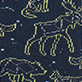 View Animal Constellations Kids Crew Socks - Navy fabric with yellow stitched animal outlines, including a giraffe and an elephant