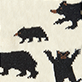 View Bears on Natural Kids Crew Socks - Black silhouette animals on a cream background, including a pig, bear, and cat with raised paws