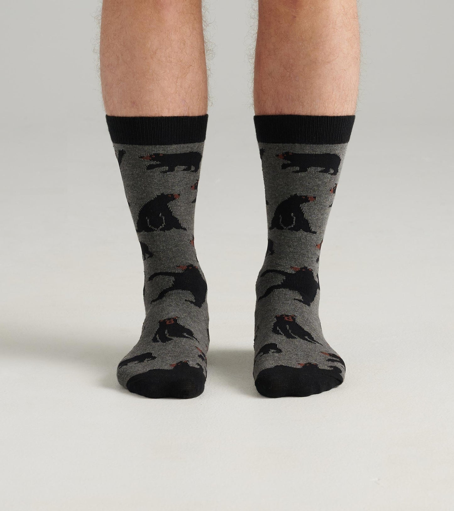 Charcoal Bears Men's Crew Socks