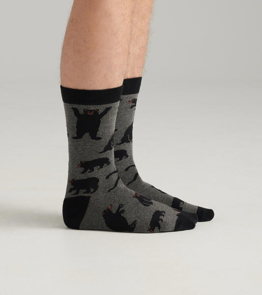 Charcoal Bears Men's Crew Socks