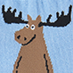 View Almoose Naked Men's Crew Socks - Brown moose with large antlers on a blue background