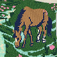 View Women's Mountain Horses Cozy Socks - Brown horse grazing in a grassy field with pink flowers