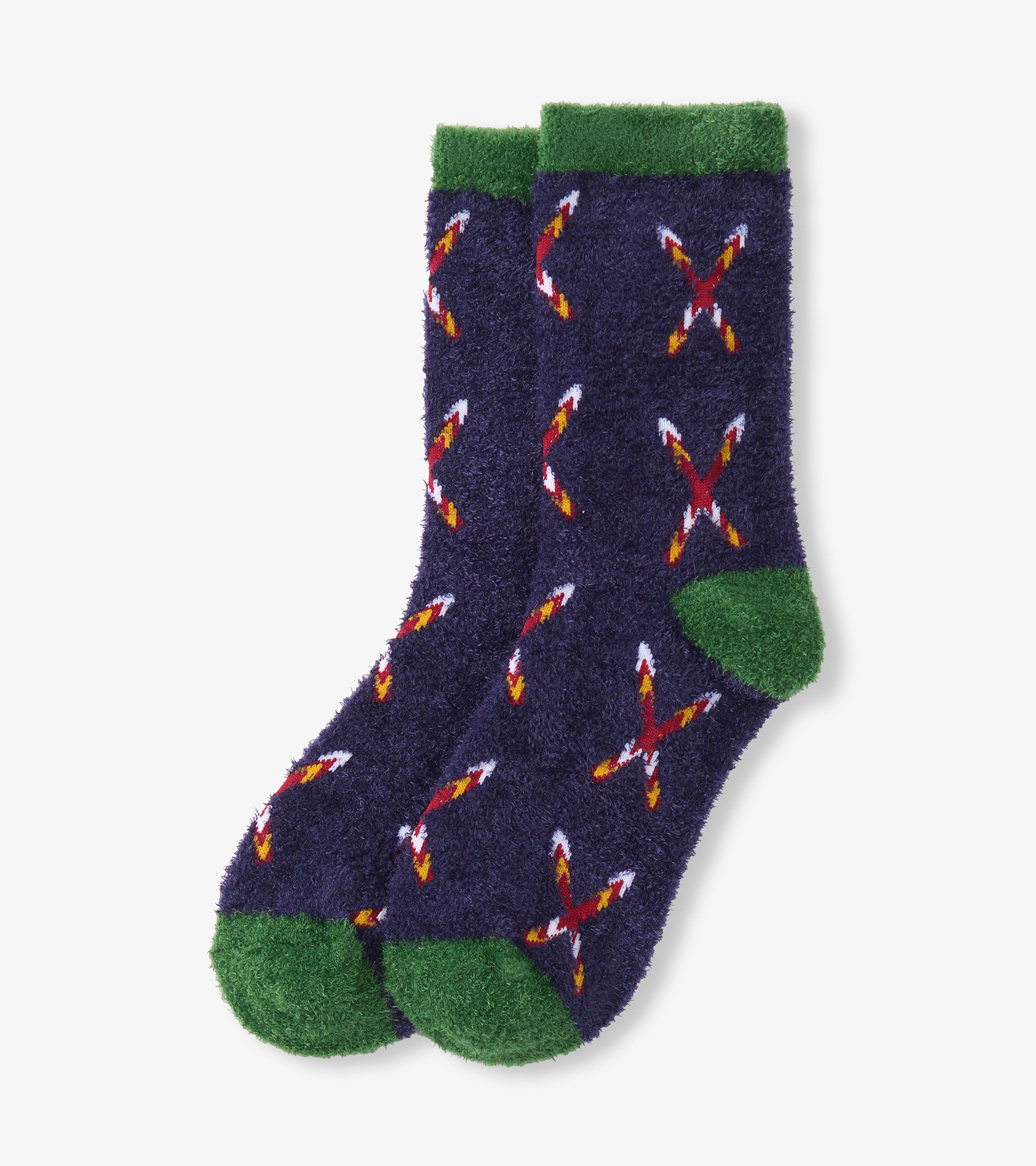 Women's Crossed Skis Fuzzy Socks