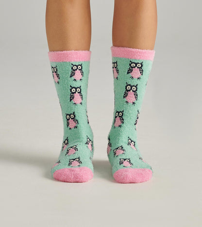 Women's Night Owl Fuzzy Socks