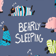 View Bearly Sleeping Women's Sleepshirt - Illustrated sleeping animals around the words "BEARLY SLEEPING" on a dark background