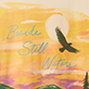 View Women's Beside Still Water Sleepshirt - Black silhouette of a bird over a yellow and orange sunset background with the words "Butt Still Here