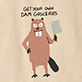 View Get Your Own Dam Groceries Reusable Tote Bag - Cartoon llama in sunglasses and a tan outfit holding a drink, with text above reading "GET YOU ONE DAYA LIL CRUNK