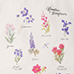 View Wildflowers Reusable Tote Bag - Floral pattern with small purple, pink, red, and green flower illustrations, some labeled with cursive text