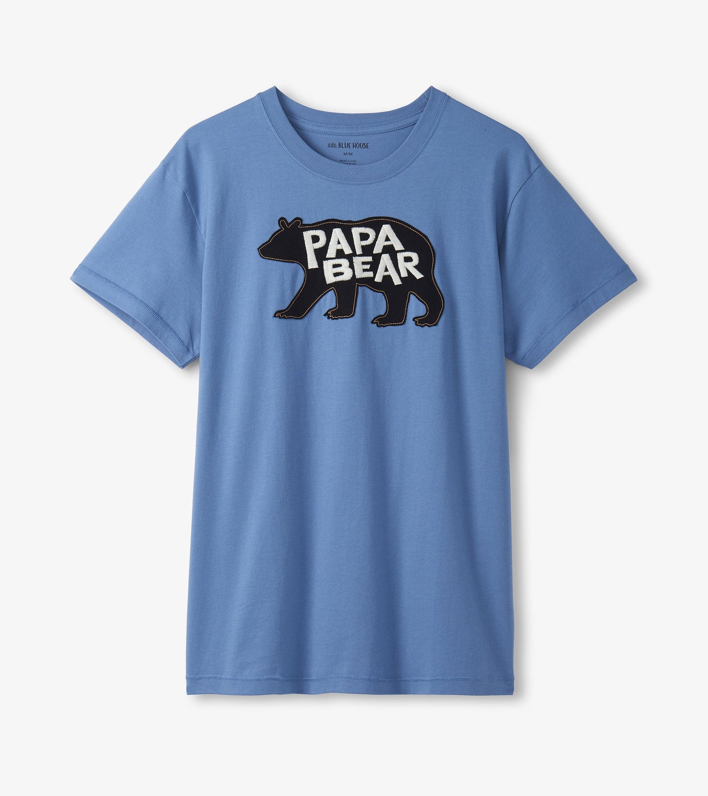 Light blue short-sleeve t-shirt featuring a black bear graphic with the text "PAPA BEAR.