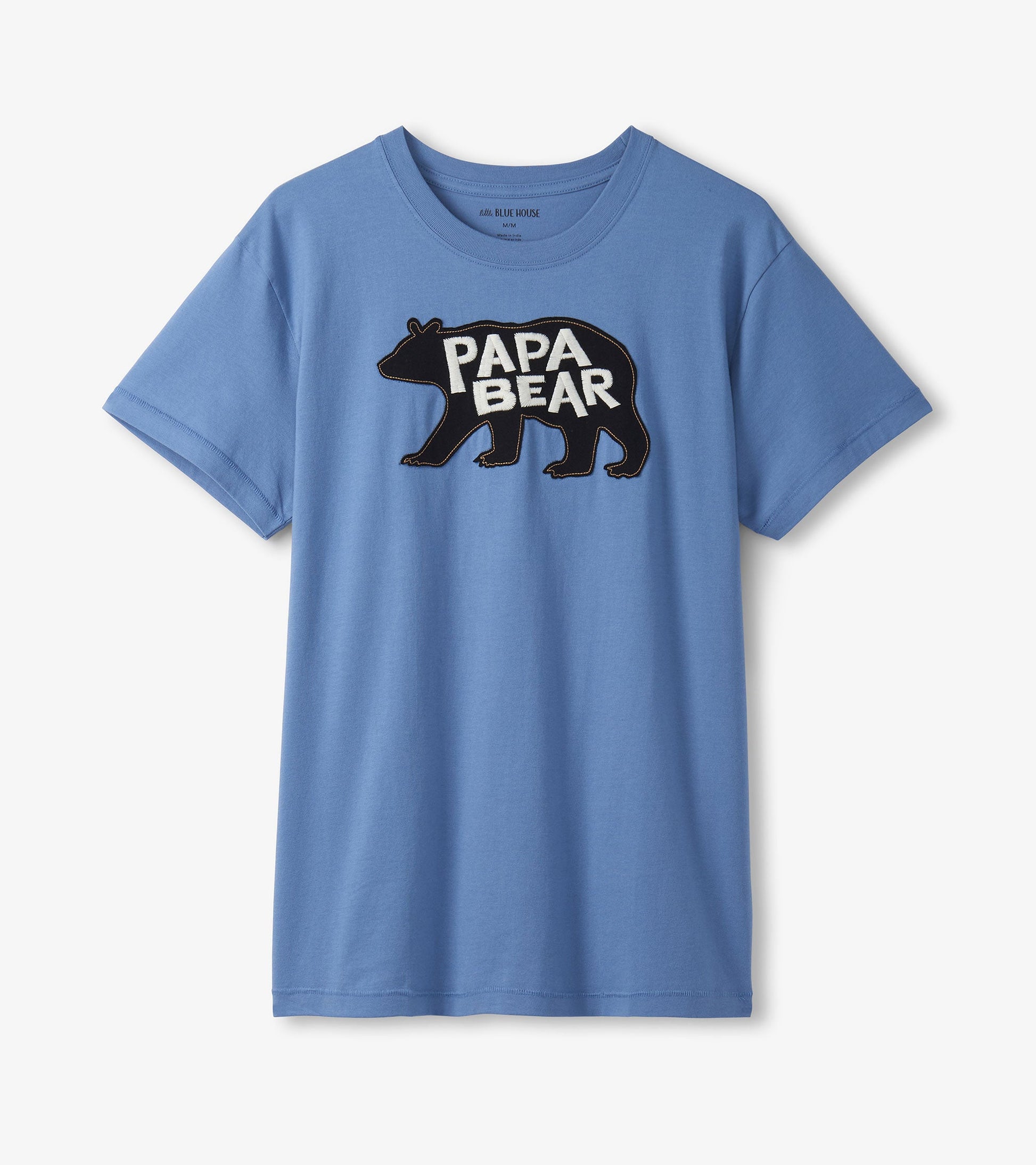 Light blue short-sleeve t-shirt featuring a black bear graphic with the text "PAPA BEAR.
