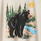View Men's Wilderness Bear T-Shirt - Two black bears standing in a forest scene with trees and a stream