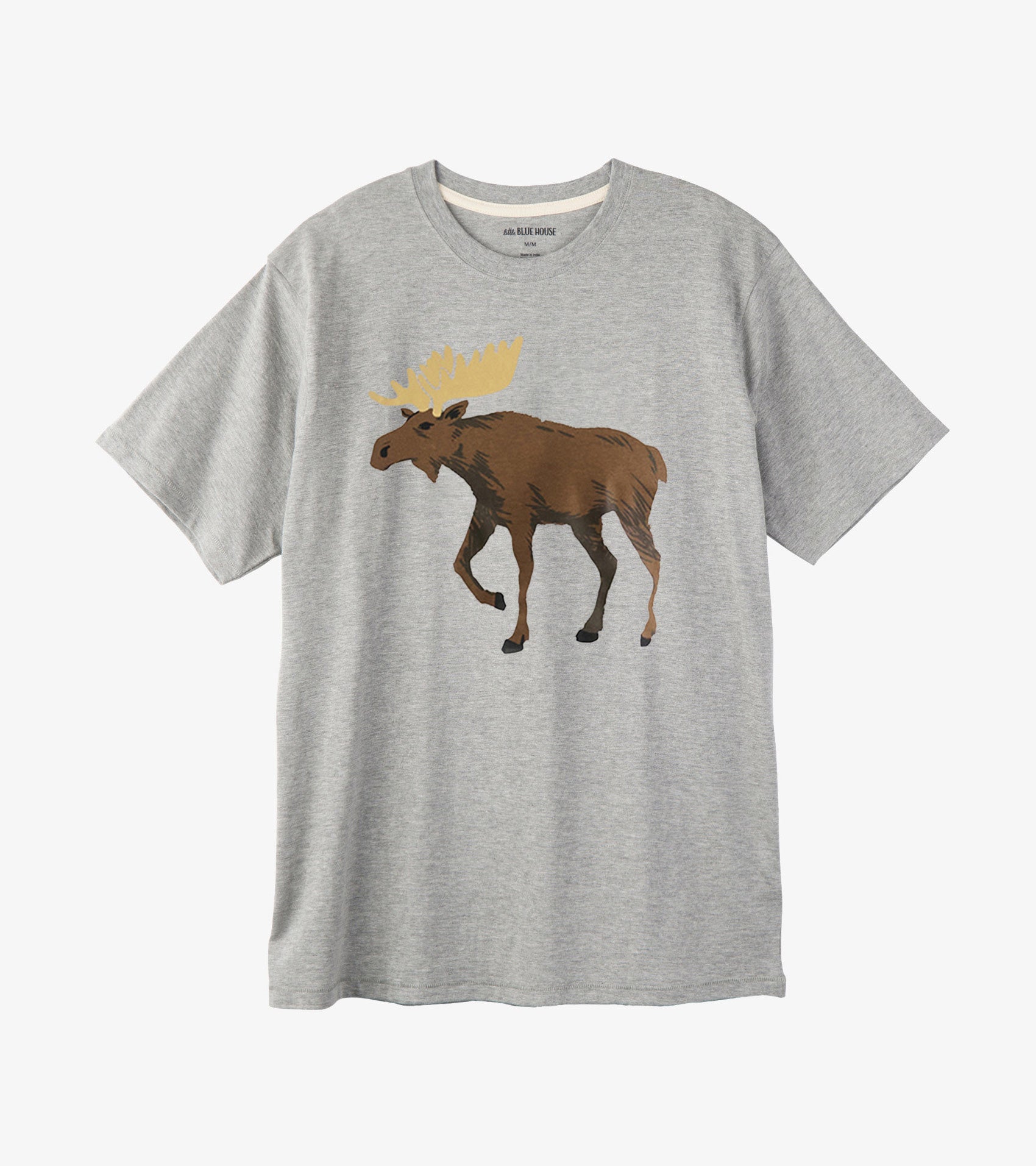 Light gray Wildlife Men's Tee with a large brown moose graphic, shown flat from the front