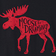 View Moose Be Dreaming Men's Tee - Red moose silhouette with "Loose Diamond" text on a dark textured background