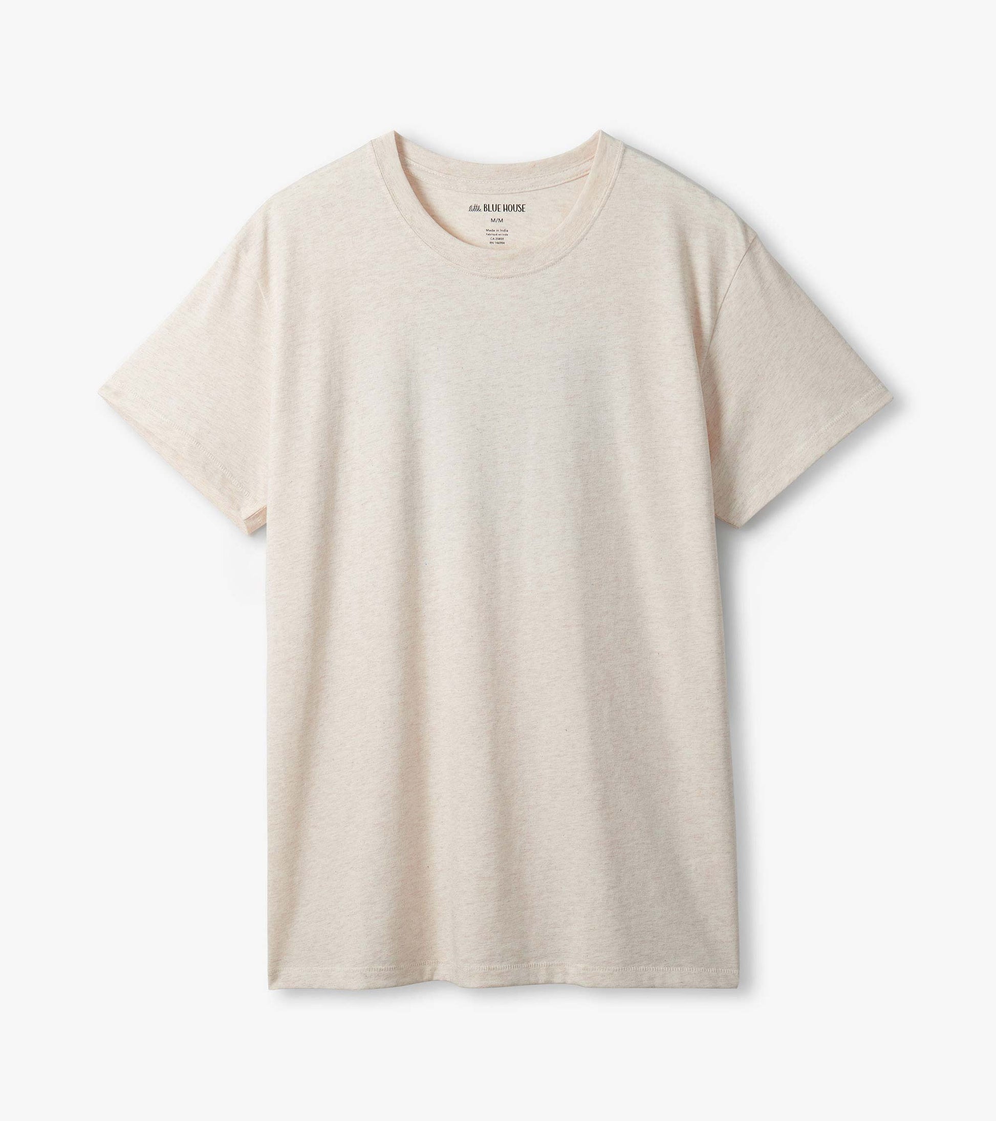 Men's oatmeal heather short-sleeve crew neck T-shirt shown from the front