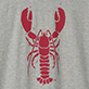 View Lobster Women Crew Neck T-Shirt - Red lobster illustration on heather gray fabric