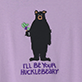 View Hucklebeary Women's Pajama T-Shirt - Black bear holding flowers with text 'I’ll be your huckleberry
