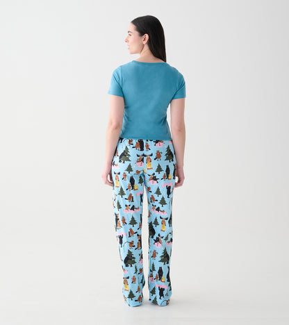 Back view of blue women's short sleeve pajama T-shirt