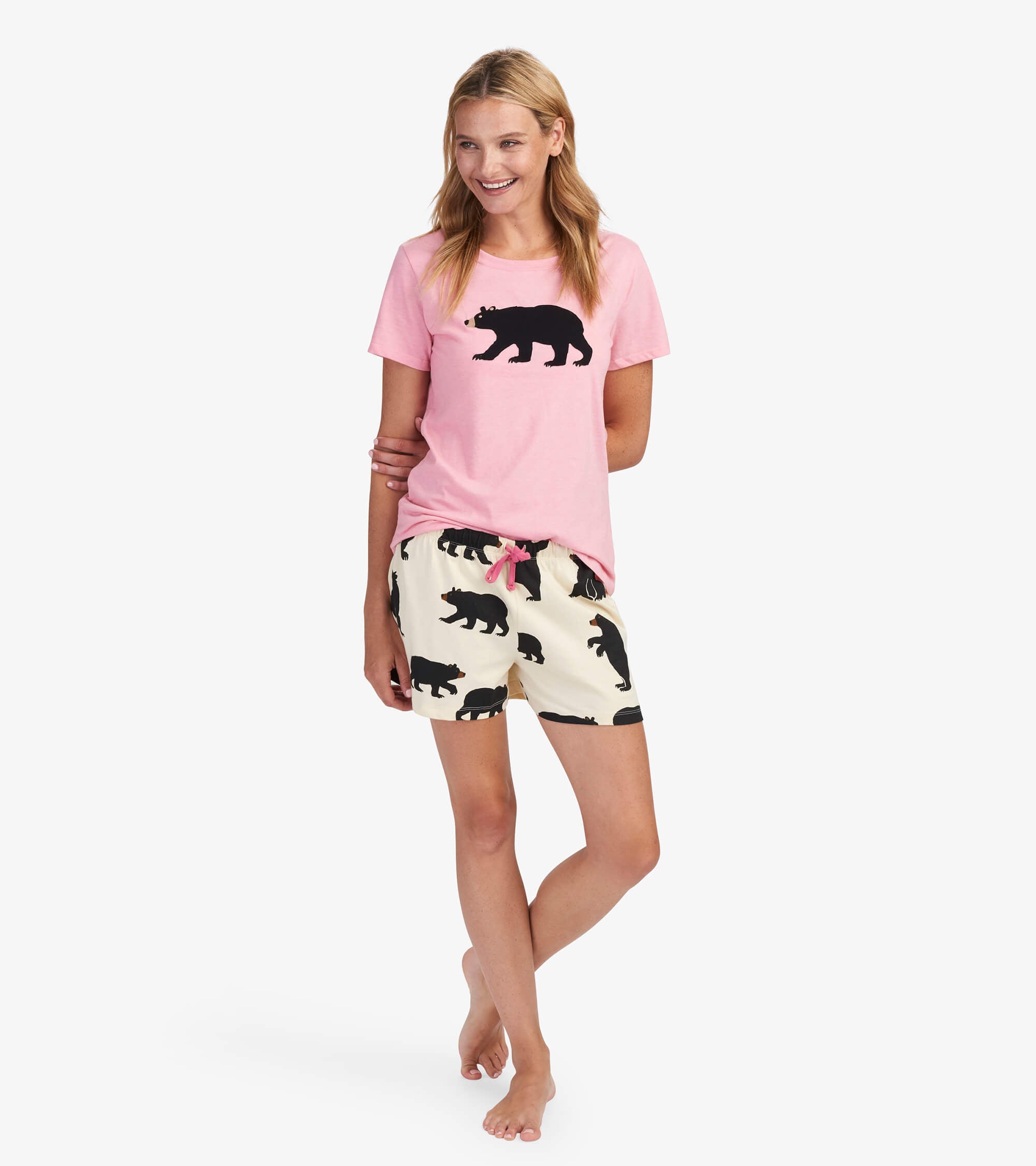 Bear on Pink Women's Pajama T-Shirt