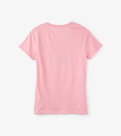 Light pink women's pajama t-shirt with short sleeves and a round neckline, featuring a soft, comfortable fabric.