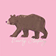 View Women's Bearly Sleeping Pajama T-Shirt - Brown bear silhouette on a pink background with cursive text below