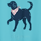 View Dog Mom Women's V-Neck Tee - Black dog wearing a pink bandana on a blue background