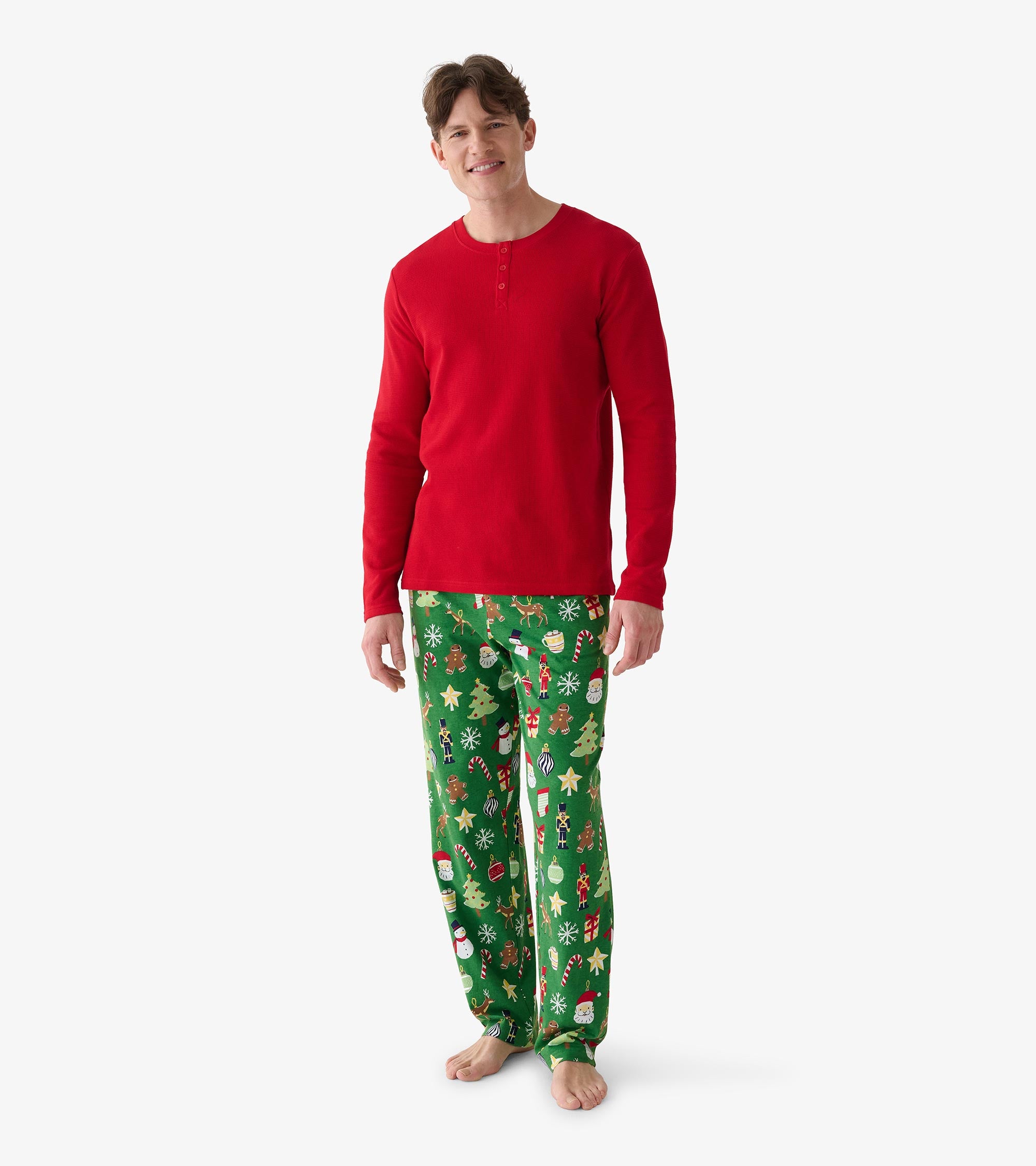 Men's Holiday Red Waffle Henley