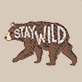 View Baby Brown Bears Union Suit - Brown bear silhouette with the words "STAY WILD" across it