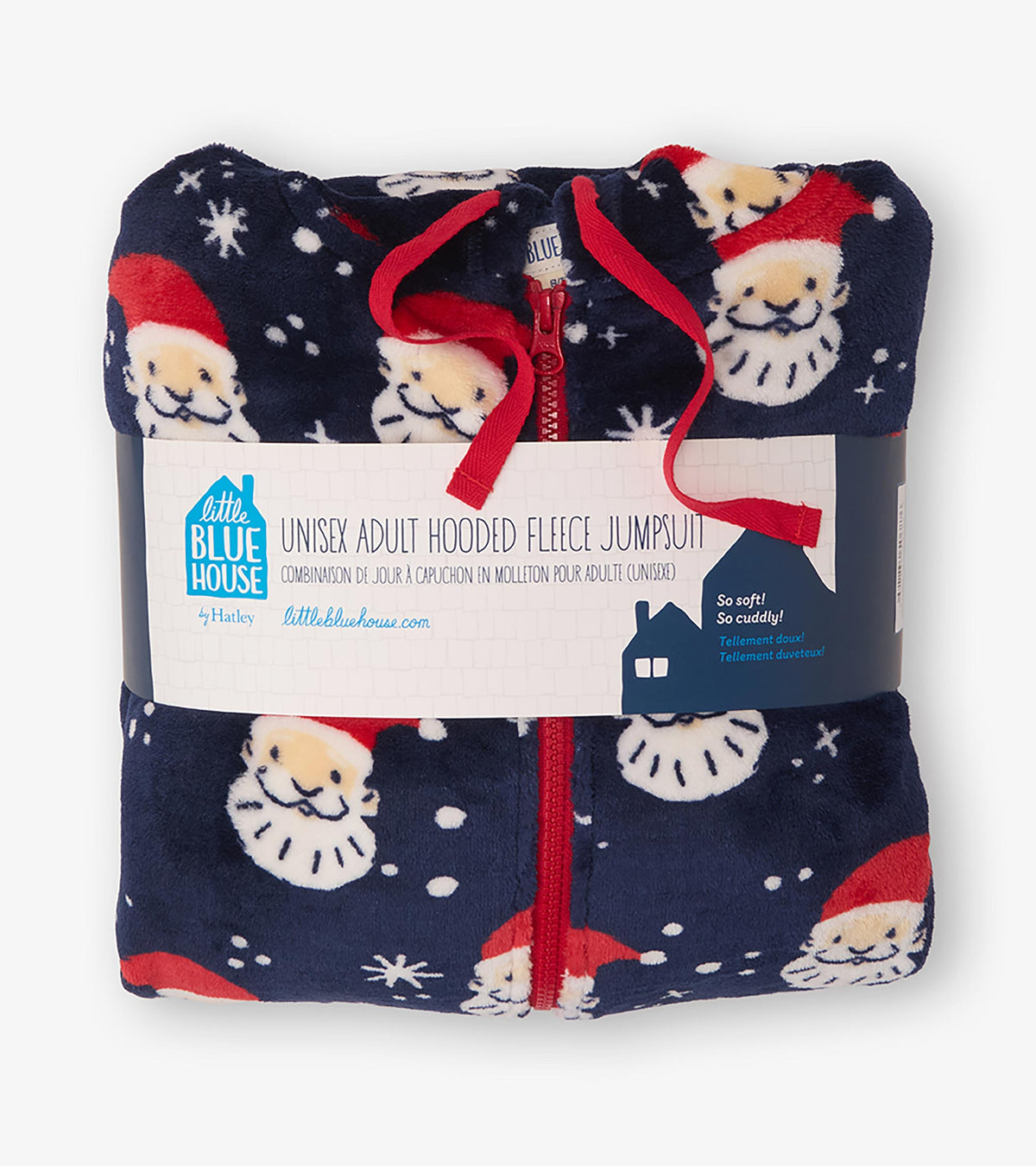 Adult Allover Santa Hooded Fleece Jumpsuit