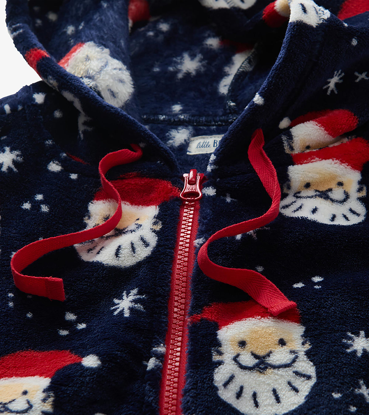Adult Allover Santa Hooded Fleece Jumpsuit