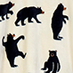 View Adult Black Bears Hooded Fleece Jumpsuit - Black bear silhouettes in different poses on a cream background