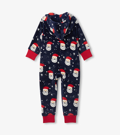 Kids Allover Santa Hooded Fleece Jumpsuit