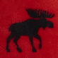 View Kids Moose on Red Hooded Fleece Jumpsuit - Black moose silhouette on a red textured background