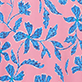 View Women's Pink Batik Flowers Polyknit Pajama Pants - Pink background with scattered blue floral and leaf pattern