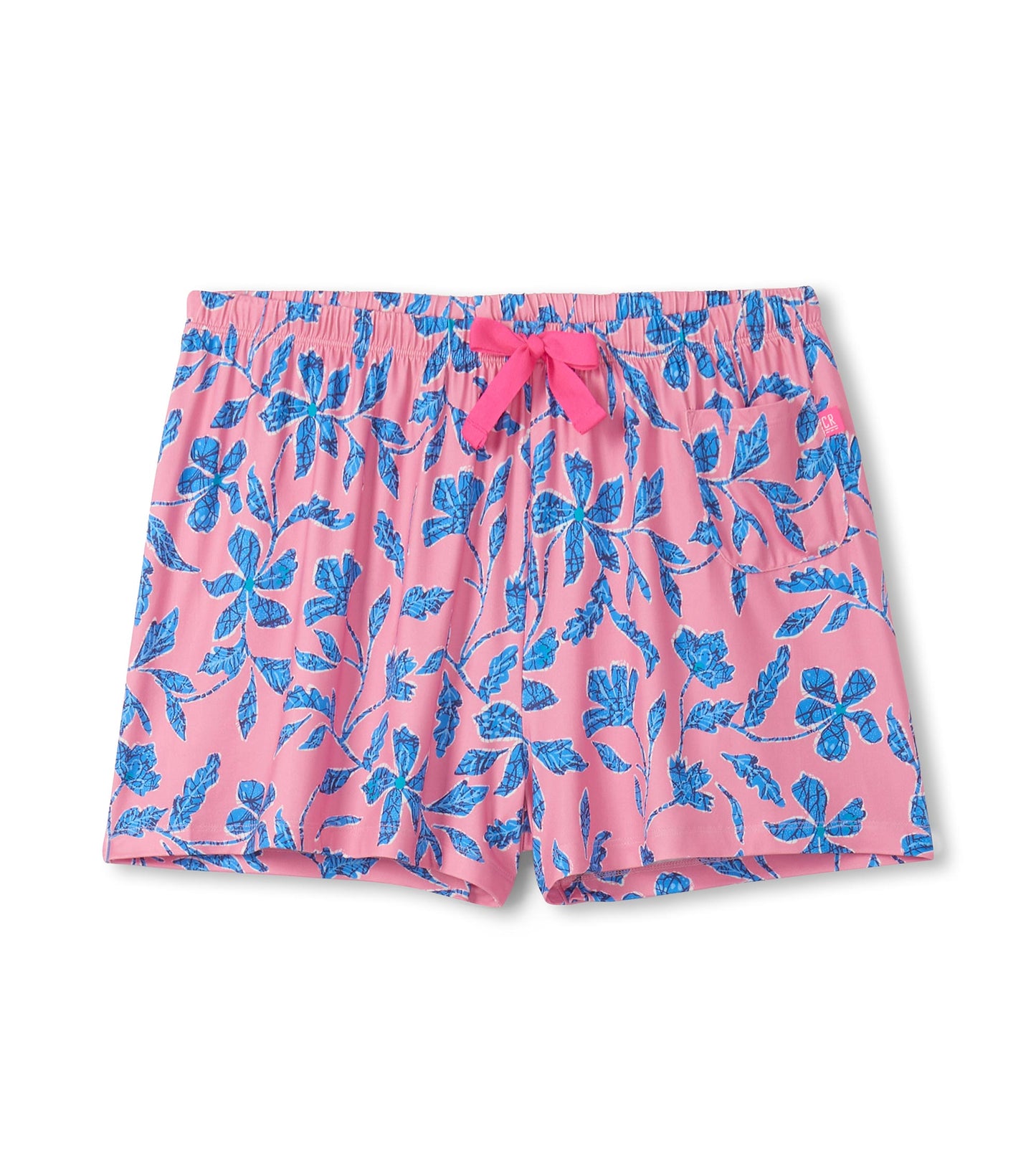 Women's Pink Batik Flowers Polyknit Pajama Shorts