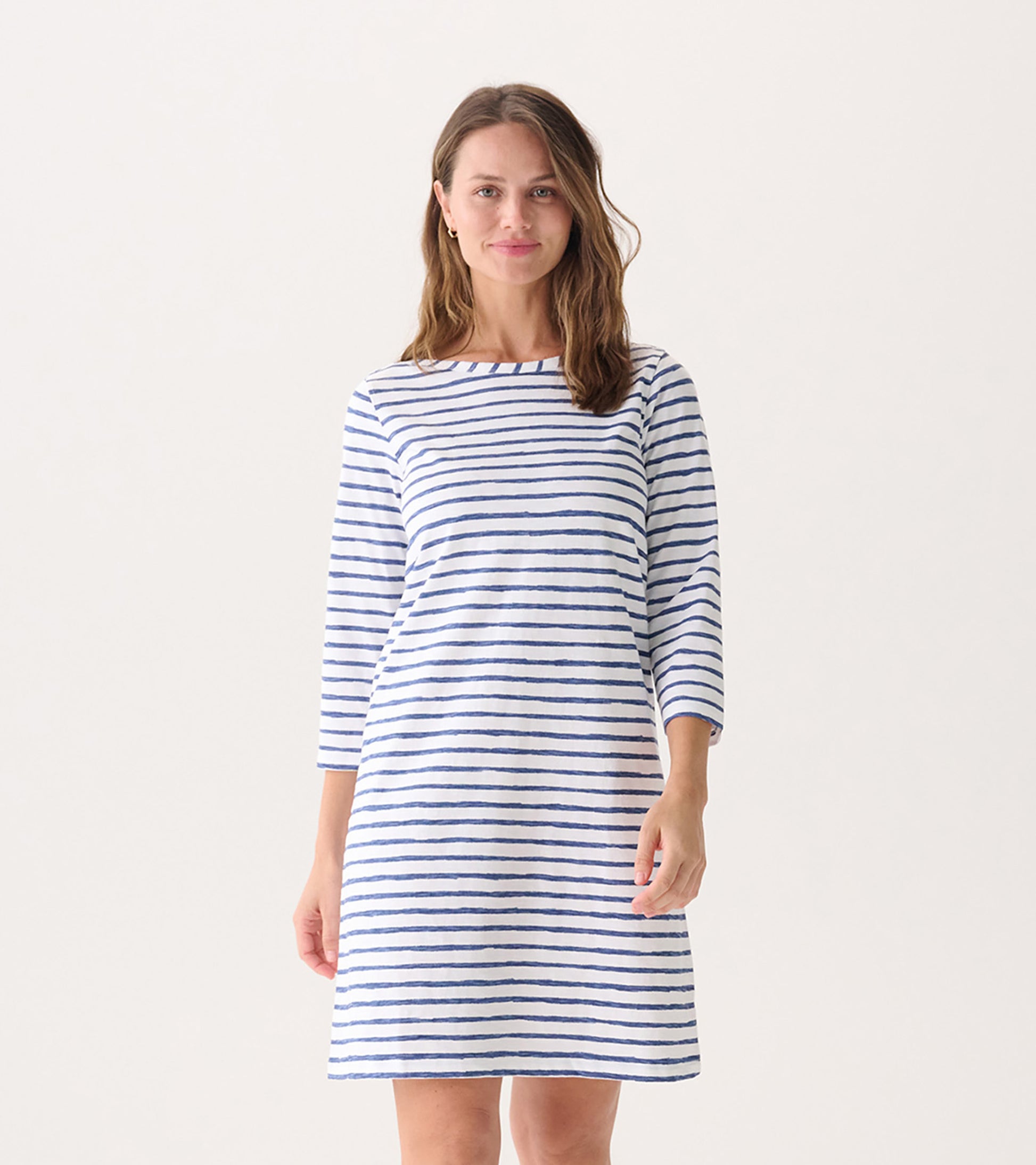 Women's Watercolor Stripes 3/4 Sleeve Summer Dress XS Women's Watercolor Stripes 3/4 Sleeve Summer Dress XS