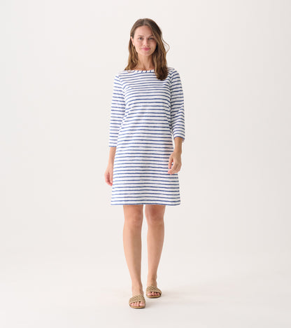 Women's Watercolor Stripes 3/4 Sleeve Summer Dress