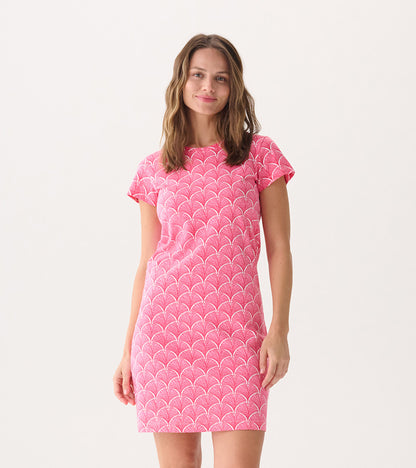 Women's Coral Fans Crew Neck T-Shirt Dress