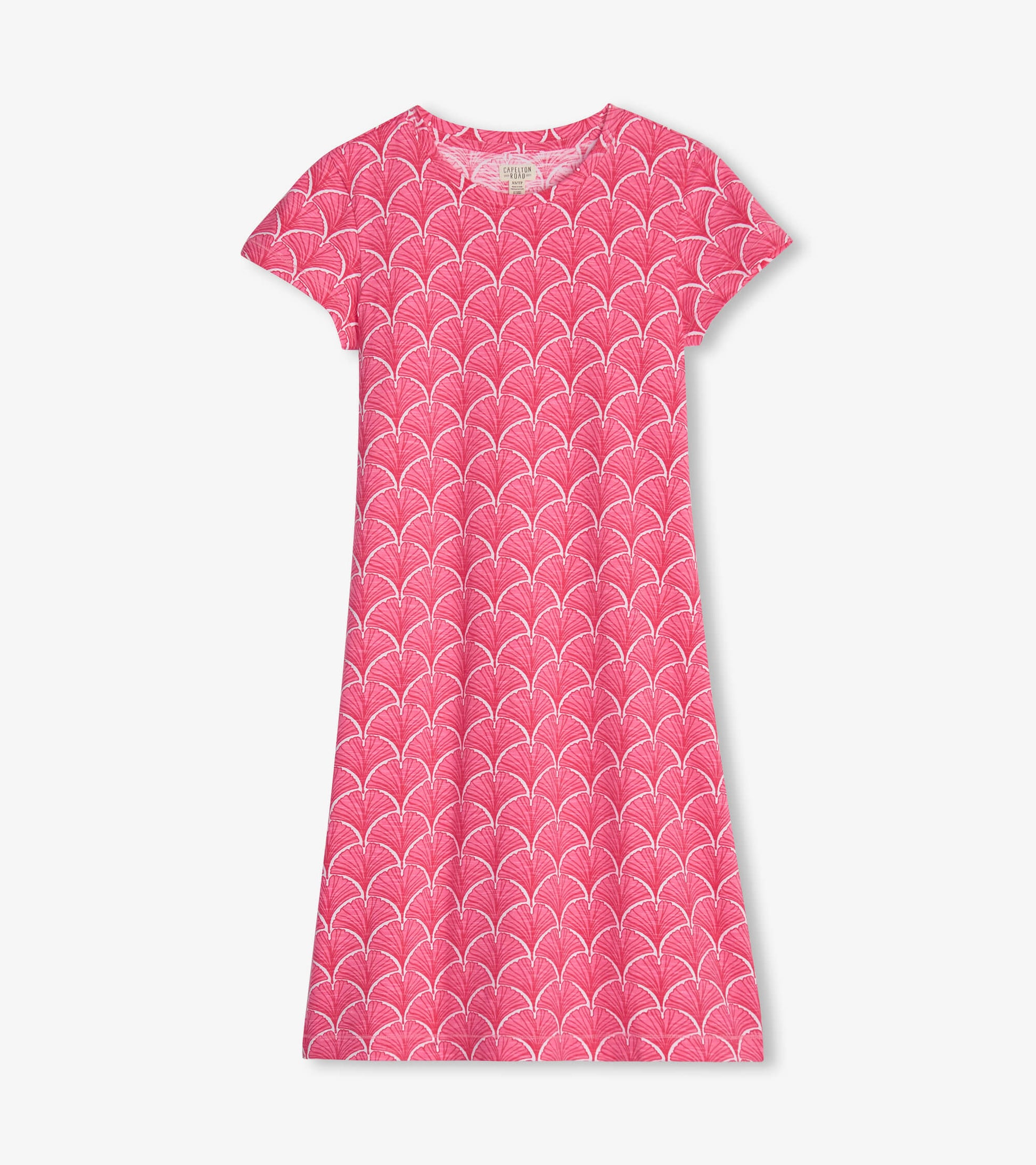 Women's Coral Fans Crew Neck T-Shirt Dress XS