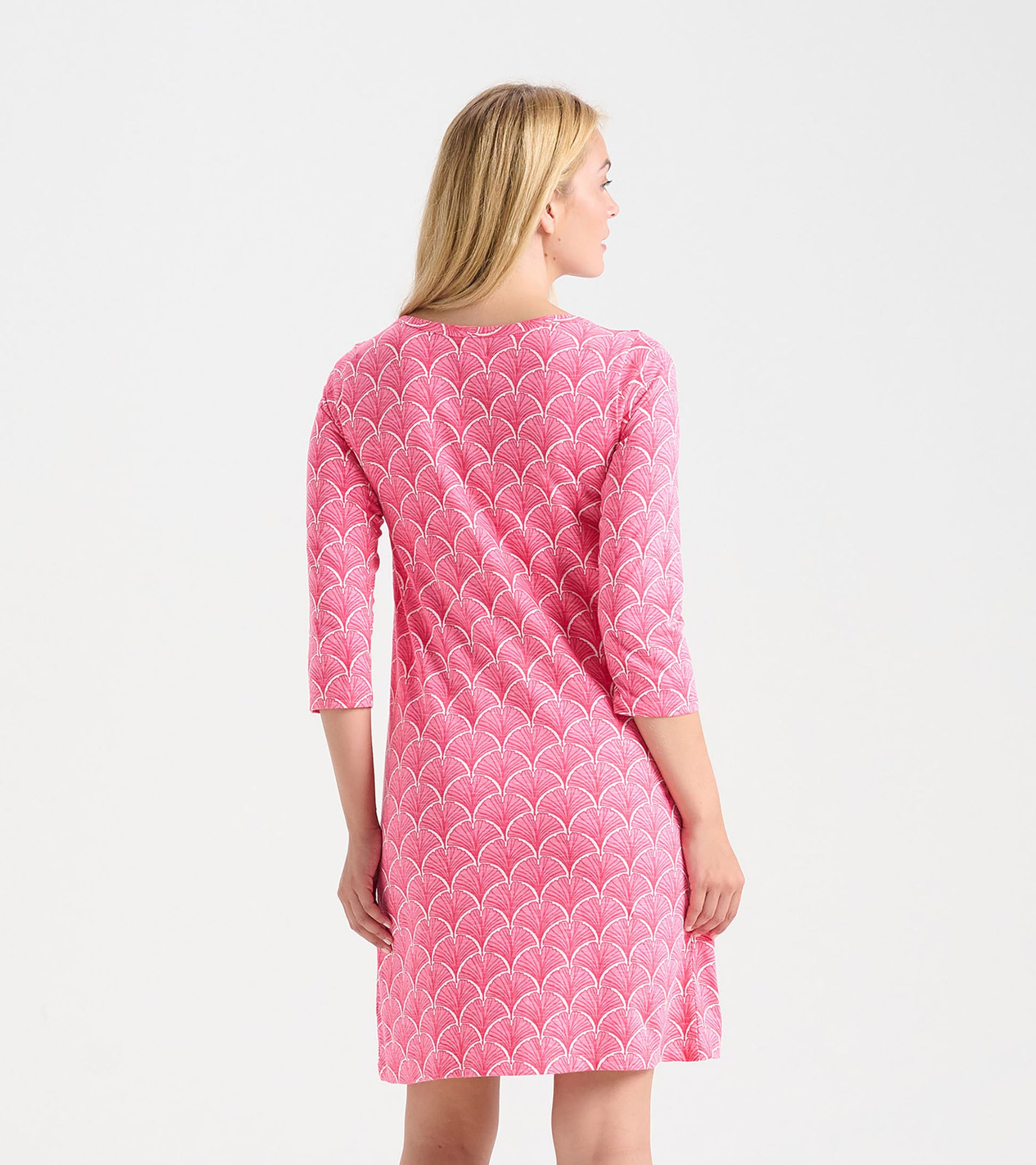 Women's Coral Fans 3/4 Sleeve Summer Dress Women's Coral Fans 3/4 Sleeve Summer Dress