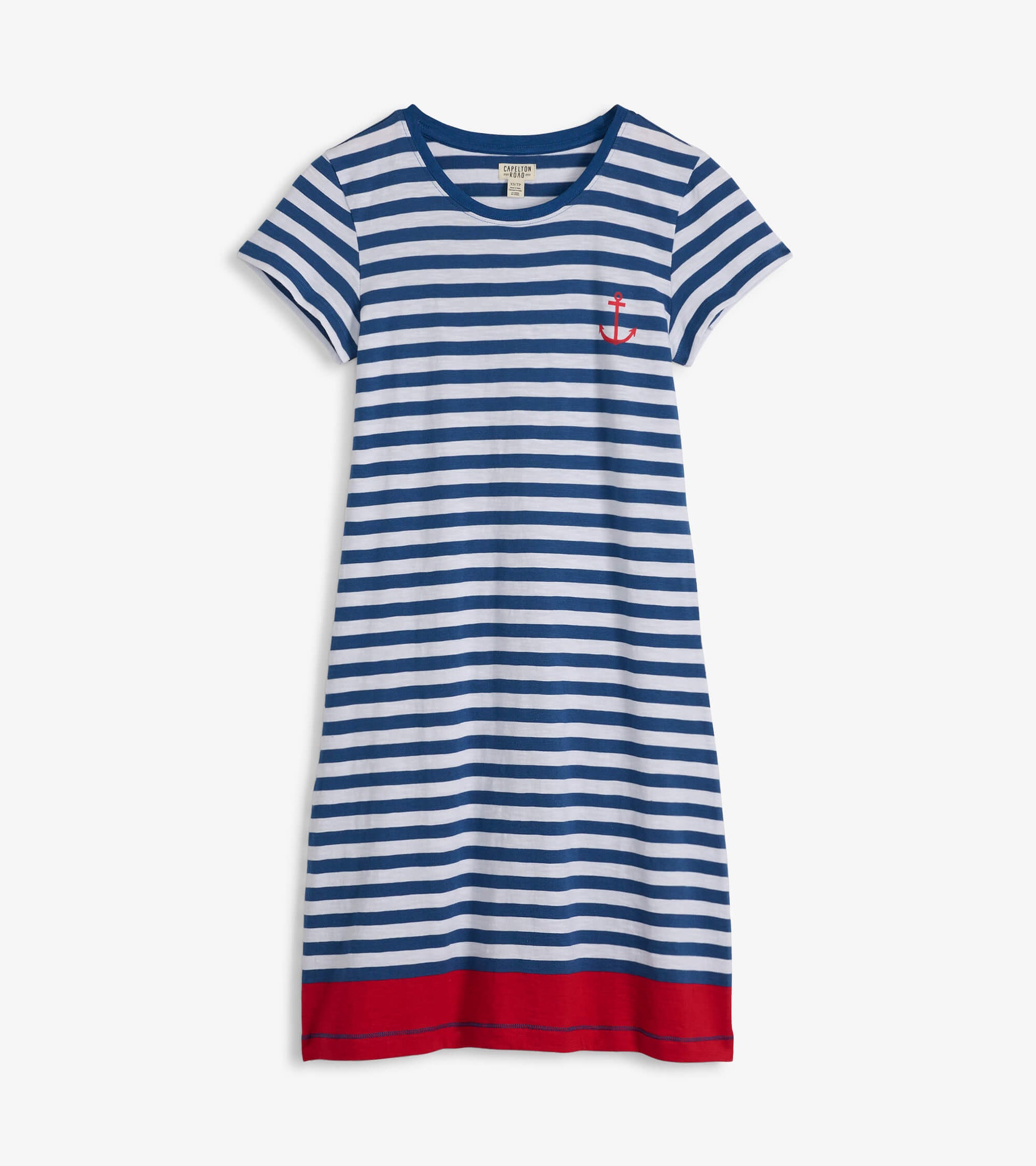Women's Nautical Stripes Crew Neck T-Shirt Dress XS Women's Nautical Stripes Crew Neck T-Shirt Dress XS