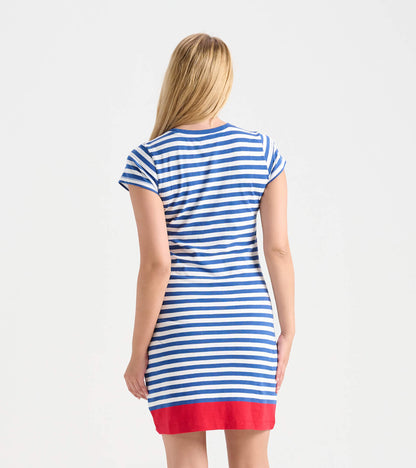 Women's Nautical Stripes Crew Neck T-Shirt Dress