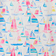 View Women's Painted Sailboats Polyknit Pajama Pants - Pattern of pink and blue sailboats on a white background