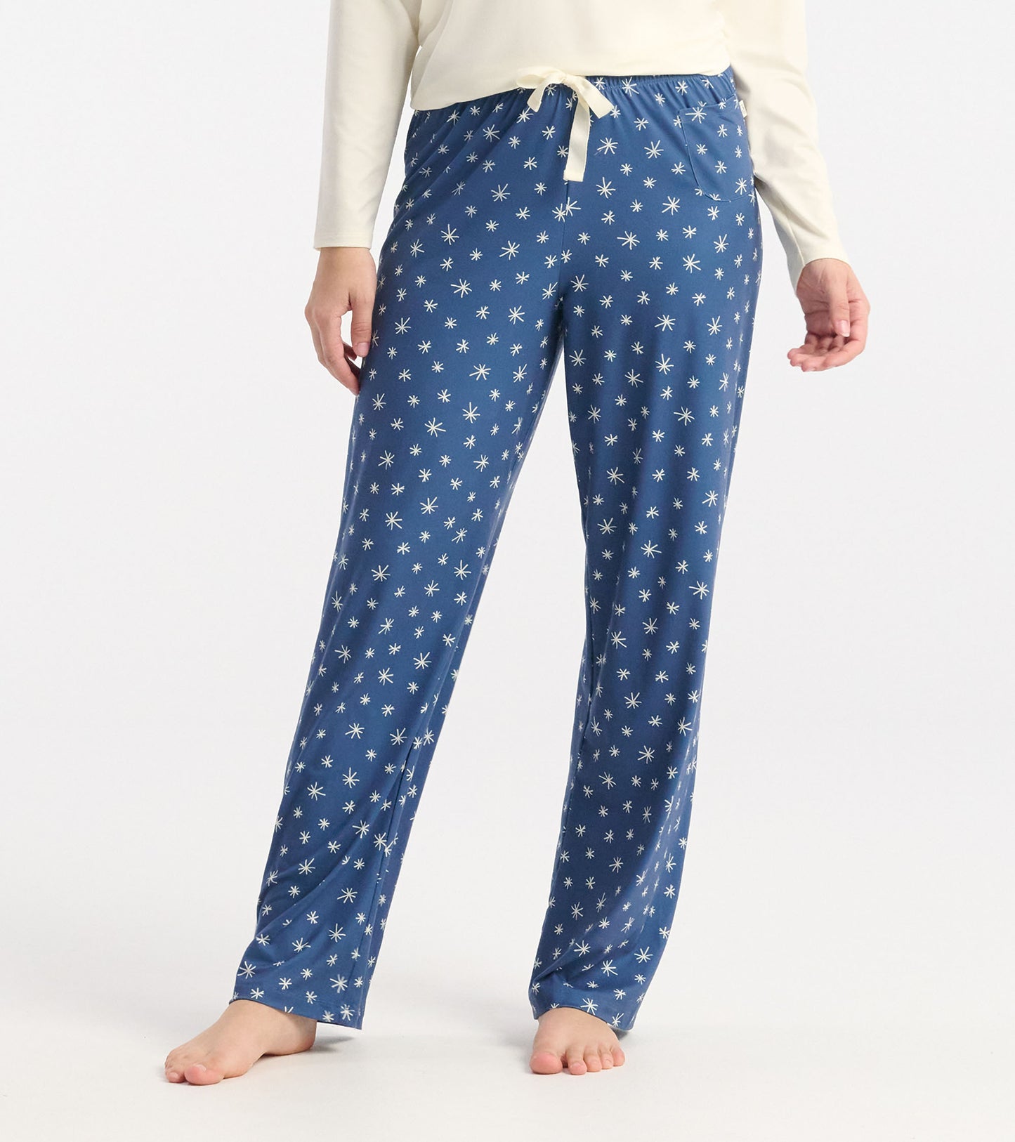 Women's Blue Snowflakes Polyknit Pajamas Pants