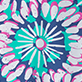 View Women's Sundial Mandala Skort - Abstract floral pattern with turquoise center and pink and white petal shapes on a purple background